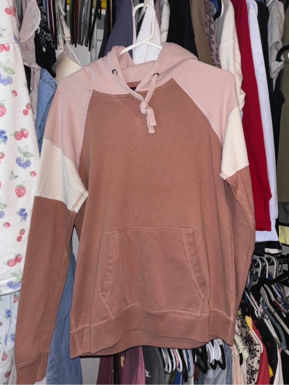 Abercrombie & Fitch Pink and Brown Fleece Hoodie